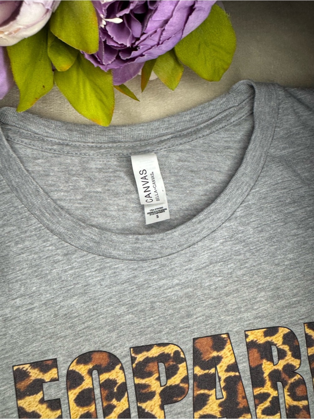 Bella Canvas Gray Leopard Print Graphic Tee - Picture 14 of 14